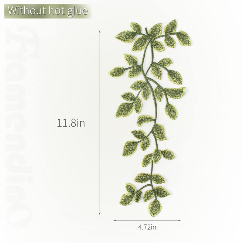 Framendino, 2 Pack Green Forest Leaves Vine Patches Leaf Pattern Appliques Lace Trims Embroidery for DIY Cloth Decoration Costume Craft - Image 2